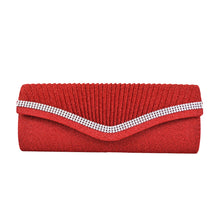 Load image into Gallery viewer, Elegant 2-Way Metallic Glitter Pleated Crystal Clutch Evening Bag