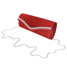 Load image into Gallery viewer, Elegant 2-Way Metallic Glitter Pleated Crystal Clutch Evening Bag