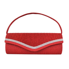 Load image into Gallery viewer, Elegant 2-Way Metallic Glitter Pleated Crystal Clutch Evening Bag