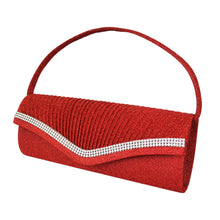 Load image into Gallery viewer, Elegant 2-Way Metallic Glitter Pleated Crystal Clutch Evening Bag