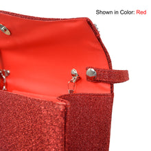 Load image into Gallery viewer, Elegant 2-Way Metallic Glitter Pleated Crystal Clutch Evening Bag