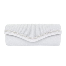 Load image into Gallery viewer, Elegant 2-Way Metallic Glitter Pleated Crystal Clutch Evening Bag