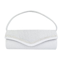 Load image into Gallery viewer, Elegant 2-Way Metallic Glitter Pleated Crystal Clutch Evening Bag
