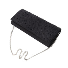 Load image into Gallery viewer, Elegant Satin Flap Crystal Clutch Evening Bag