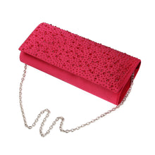 Load image into Gallery viewer, Elegant Satin Flap Crystal Clutch Evening Bag