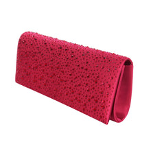Load image into Gallery viewer, Elegant Satin Flap Crystal Clutch Evening Bag