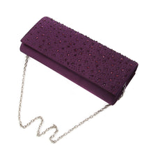 Load image into Gallery viewer, Elegant Satin Flap Crystal Clutch Evening Bag