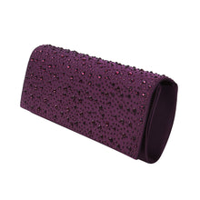 Load image into Gallery viewer, Elegant Satin Flap Crystal Clutch Evening Bag