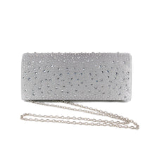 Load image into Gallery viewer, Elegant Satin Flap Crystal Clutch Evening Bag