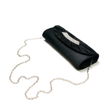 Load image into Gallery viewer, Elegant Pleated Satin Flap Crystal Clutch Evening Bag