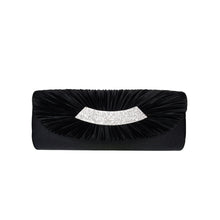 Load image into Gallery viewer, Elegant Pleated Satin Flap Crystal Clutch Evening Bag