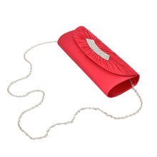 Load image into Gallery viewer, Elegant Pleated Satin Flap Crystal Clutch Evening Bag