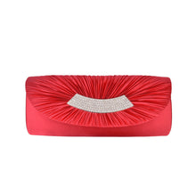 Load image into Gallery viewer, Elegant Pleated Satin Flap Crystal Clutch Evening Bag