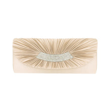 Load image into Gallery viewer, Elegant Pleated Satin Flap Crystal Clutch Evening Bag