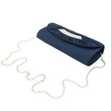Load image into Gallery viewer, Elegant Pleated Satin Flap Crystal Clutch Evening Bag