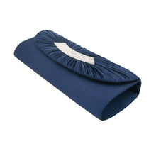 Load image into Gallery viewer, Elegant Pleated Satin Flap Crystal Clutch Evening Bag