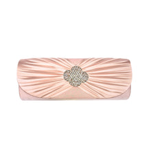 Load image into Gallery viewer, Elegant Cross Pleated Satin Flap Crystal Clutch Evening Bag