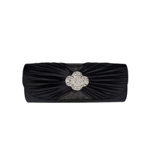 Load image into Gallery viewer, Elegant Cross Pleated Satin Flap Crystal Clutch Evening Bag