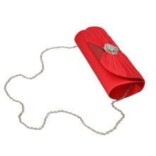 Load image into Gallery viewer, Elegant Cross Pleated Satin Flap Crystal Clutch Evening Bag