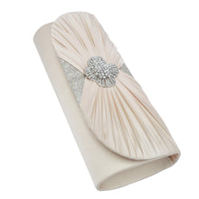 Load image into Gallery viewer, Elegant Cross Pleated Satin Flap Crystal Clutch Evening Bag