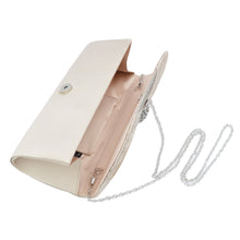 Load image into Gallery viewer, Elegant Cross Pleated Satin Flap Crystal Clutch Evening Bag