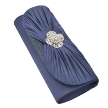 Load image into Gallery viewer, Elegant Cross Pleated Satin Flap Crystal Clutch Evening Bag