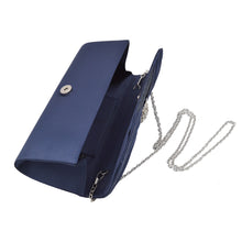 Load image into Gallery viewer, Elegant Cross Pleated Satin Flap Crystal Clutch Evening Bag