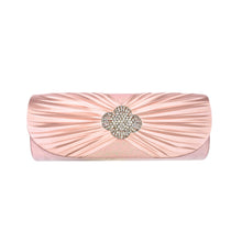 Load image into Gallery viewer, Elegant Cross Pleated Satin Flap Crystal Clutch Evening Bag