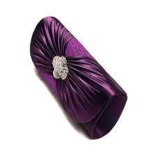 Load image into Gallery viewer, Elegant Cross Pleated Satin Flap Crystal Clutch Evening Bag