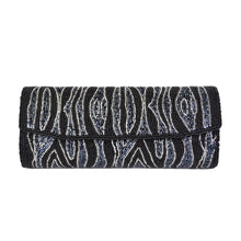 Load image into Gallery viewer, Unique Black Zebra Beaded Flap Clutch Evening Bag