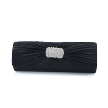 Load image into Gallery viewer, Elegant Cross Pleated Satin Oval Rhinestones Clutch Evening Bag