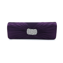 Load image into Gallery viewer, Elegant Cross Pleated Satin Oval Rhinestones Clutch Evening Bag