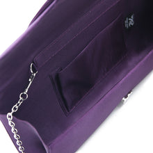 Load image into Gallery viewer, Elegant Pleated Satin Flap Rhinestones Bow Clutch Evening Bag