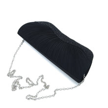 Load image into Gallery viewer, Elegant Pleated Satin & Crystal Hard Clutch Evening Bag