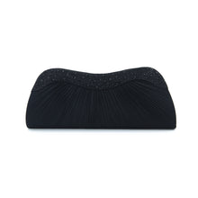 Load image into Gallery viewer, Elegant Pleated Satin & Crystal Hard Clutch Evening Bag