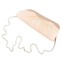 Load image into Gallery viewer, Elegant Pleated Satin & Crystal Hard Clutch Evening Bag