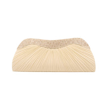 Load image into Gallery viewer, Elegant Pleated Satin & Crystal Hard Clutch Evening Bag