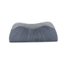 Load image into Gallery viewer, Elegant Pleated Satin & Crystal Hard Clutch Evening Bag