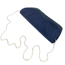 Load image into Gallery viewer, Elegant Pleated Satin & Crystal Hard Clutch Evening Bag