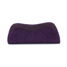 Load image into Gallery viewer, Elegant Pleated Satin & Crystal Hard Clutch Evening Bag