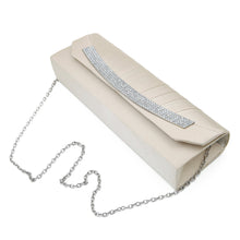 Load image into Gallery viewer, Elegant Pleated Satin Flap Rhinestones Clutch Evening Bag