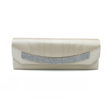 Load image into Gallery viewer, Elegant Pleated Satin Flap Rhinestones Clutch Evening Bag