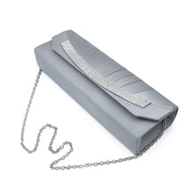 Load image into Gallery viewer, Elegant Pleated Satin Flap Rhinestones Clutch Evening Bag