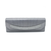 Load image into Gallery viewer, Elegant Pleated Satin Flap Rhinestones Clutch Evening Bag