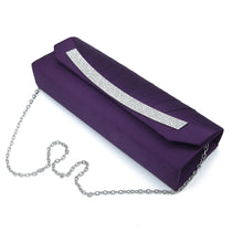 Load image into Gallery viewer, Elegant Pleated Satin Flap Rhinestones Clutch Evening Bag