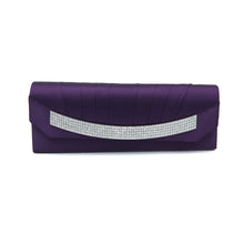 Load image into Gallery viewer, Elegant Pleated Satin Flap Rhinestones Clutch Evening Bag
