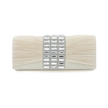 Load image into Gallery viewer, Elegant Pleated Satin Flap Crystal Rhinestones Clutch Evening Bag