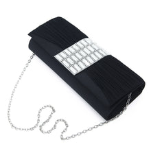 Load image into Gallery viewer, Elegant Pleated Satin Flap Crystal Rhinestones Clutch Evening Bag