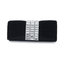 Load image into Gallery viewer, Elegant Pleated Satin Flap Crystal Rhinestones Clutch Evening Bag