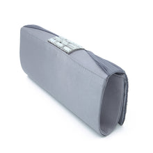 Load image into Gallery viewer, Elegant Pleated Satin Flap Crystal Rhinestones Clutch Evening Bag